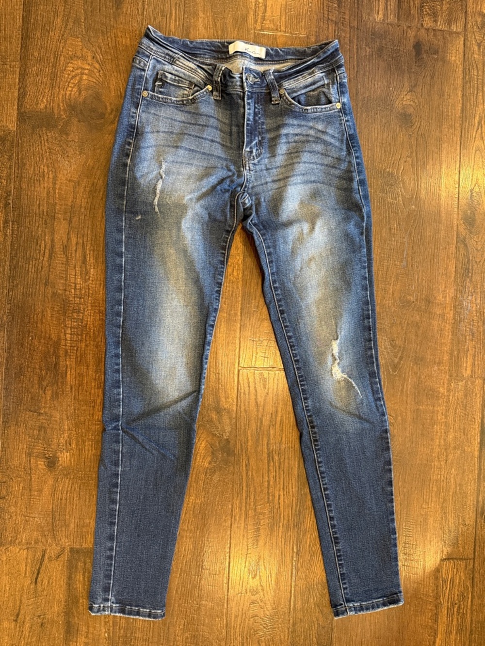 Kancan Women’s Skinny Distressed Blue Denim Jeans